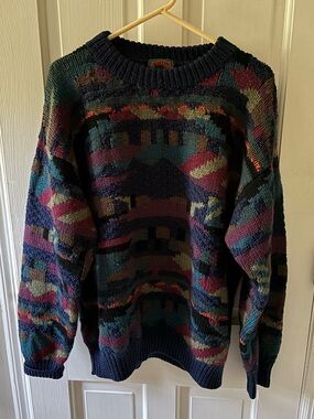 Boston Traders Navy Multicolor Geometric Wool Sweater